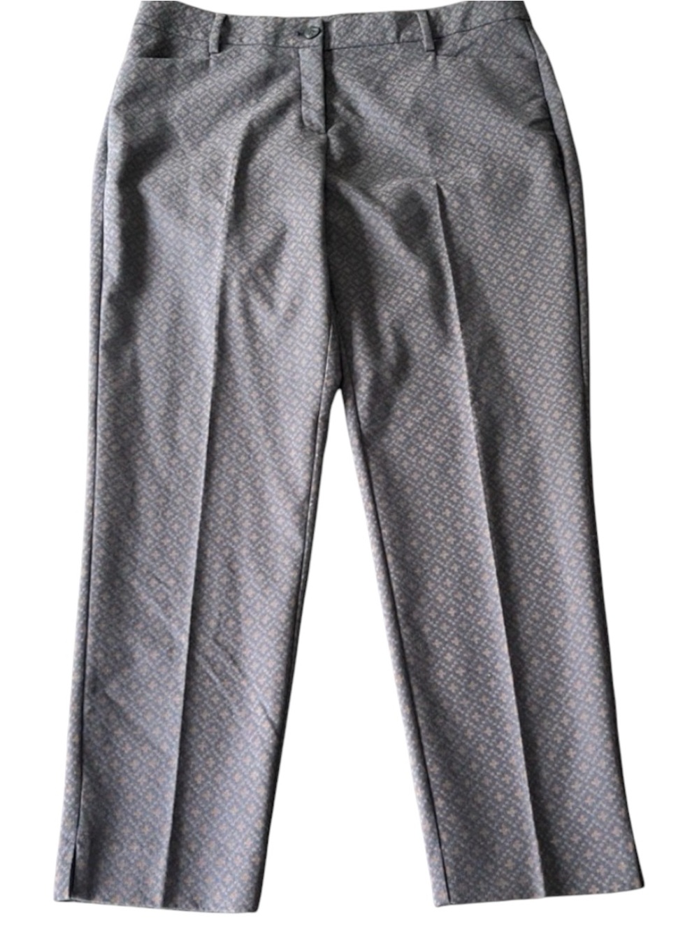 Olsen Europe Navy/Brown Print Lisa Fit Cotton Blend Ankle Pant (M-L/12)